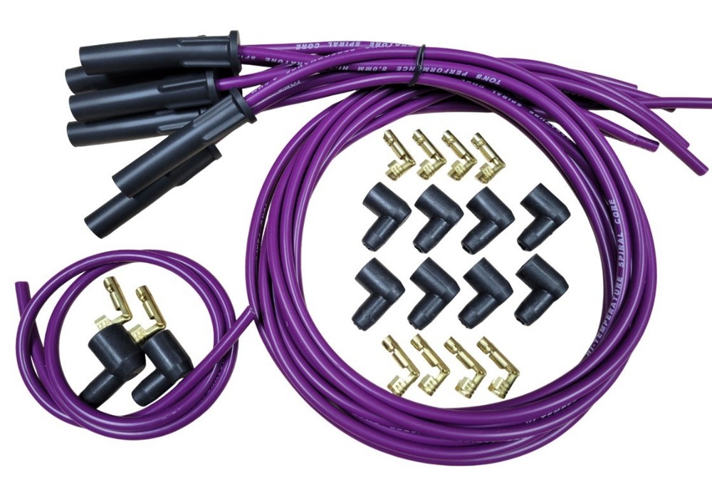 Ton's 180* 8mm Purple Spark Plug Wires Universal Chevy GM Socket distributor