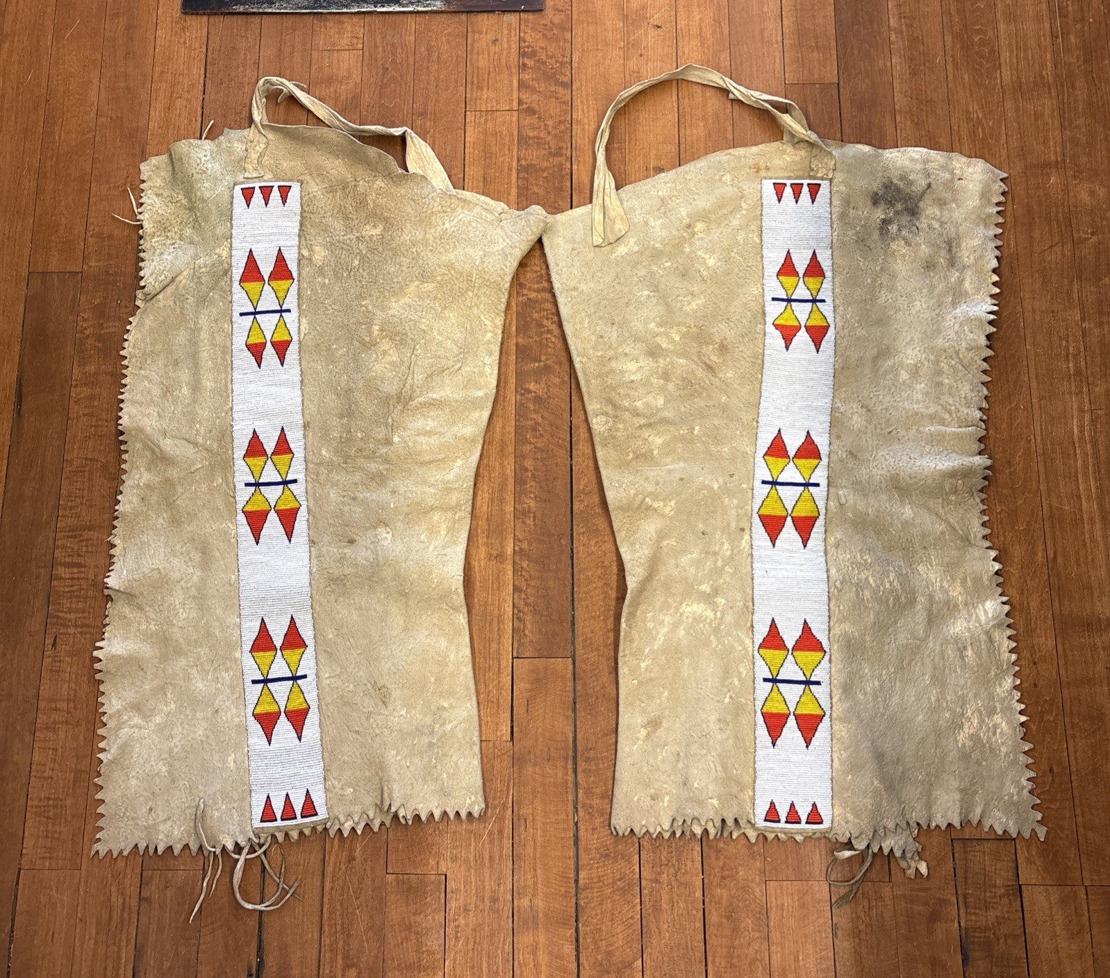 Antique Native American Beaded Plains Leggings 1910s Beaded Leggings