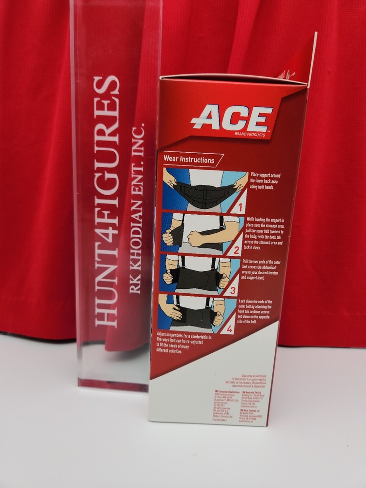 3M Black Ace Work Belt Back Support Removable Suspender Support Level 2 ADJ Size