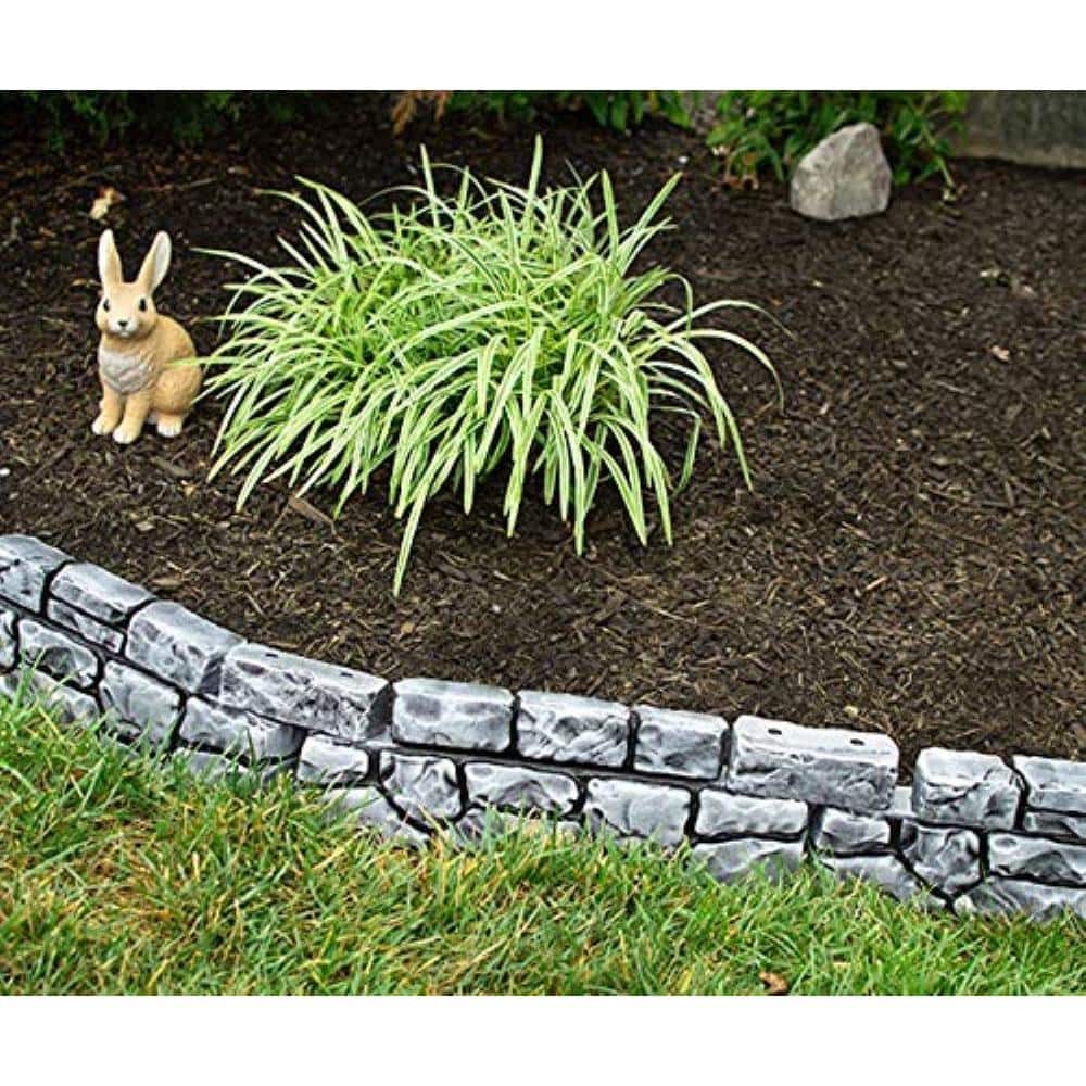 StoneWall Border - 10 ft. x 6 in. Grey No-Dig DIY Garden and Landscape Edging