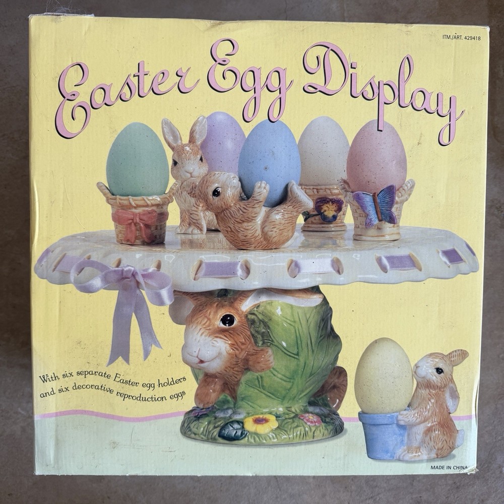 Ceramic Easter Egg Display Set Pastel Speckled Decorative Egg Stand Costco