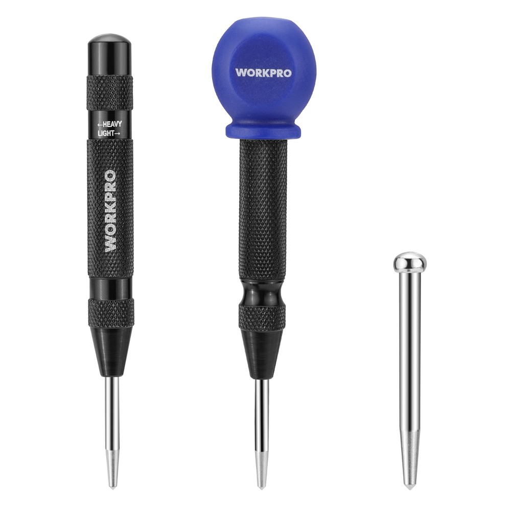 WORKPRO 2Pack Automatic Center Punch Adjustable Spring Loaded Metal Center Punch