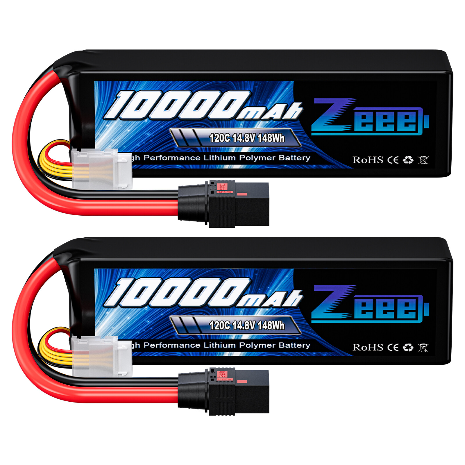 2x Zeee 14.8V 120C 10000mAh 4S Lipo Battery QS8 Plug Soft Pack for Xmaxx RC Car