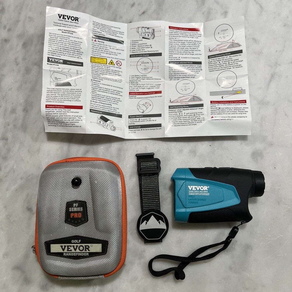 Vevor Golf Rangefinder PF230 1000 Yard Teal Case Instructions
