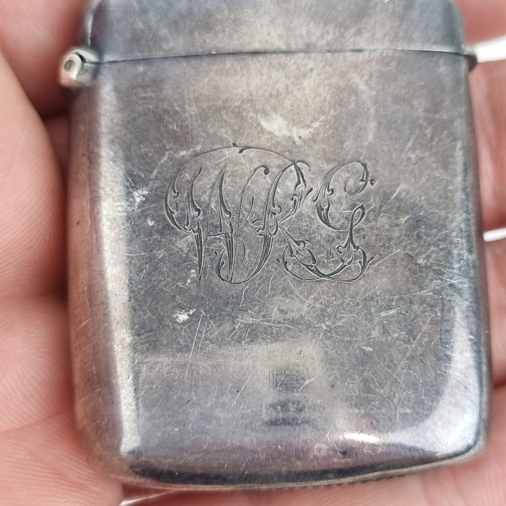Antique Solid Silver Vesta Case Initials Birmingham 1897 Minshull & Latimer