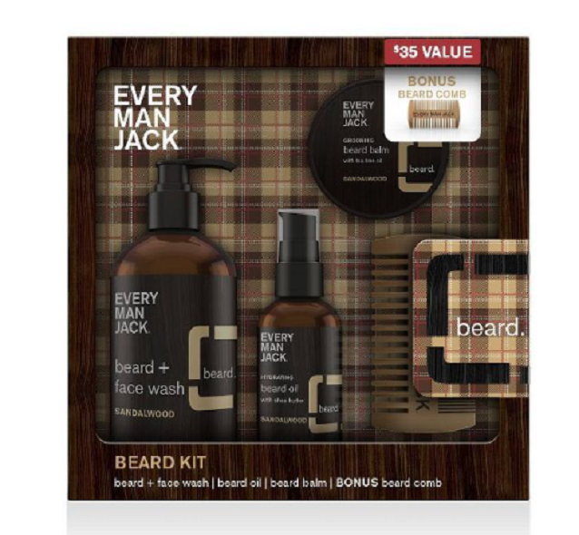 NEW Every Man Jack Sandalwood Beard Kit - 5pc