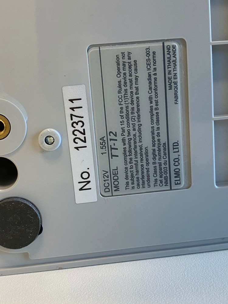 Elmo TT-12 Interactive Document Camera W/ Ac Adapter & VGA Cable