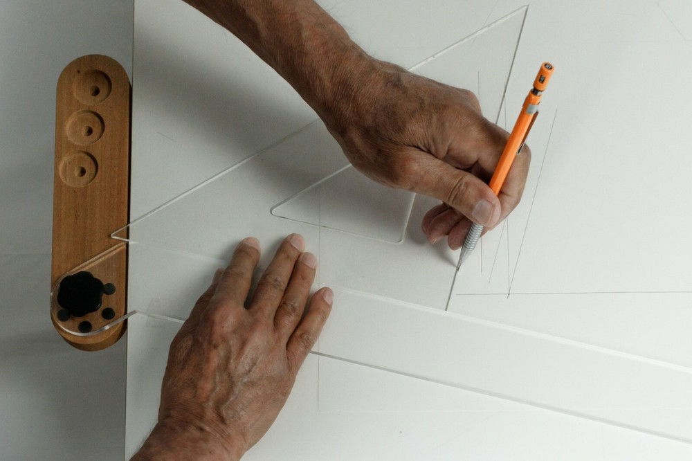 Adjustable Acrylic T-square and concentric lines ruler for perspective drawing