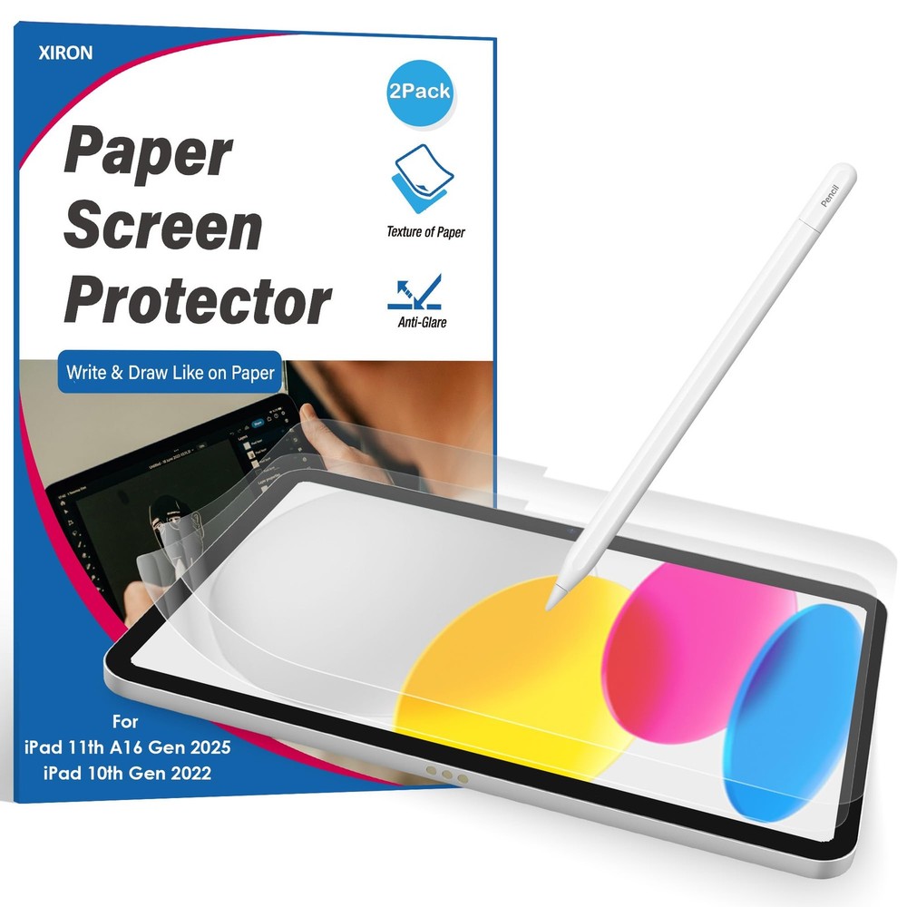 2 Pack Paper Screen Protector for 11th (A16)/10th Generation, Transparent