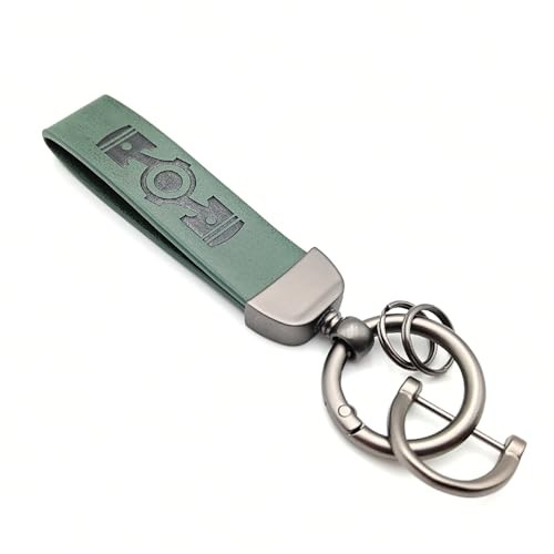 Leather Boxer Engine Keychain Green