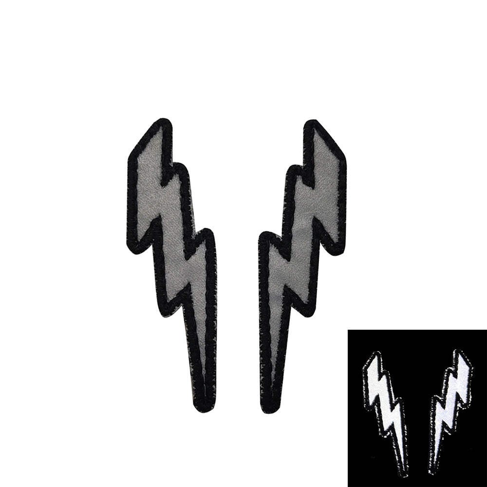 Pair Small Lightning Bolts IR Reflective Hook and Loop Tactical Morale Patch Ran