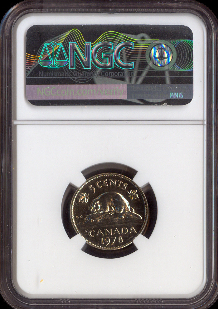 1978 Canada 5 Cents 5C NGC MS66 - Quality