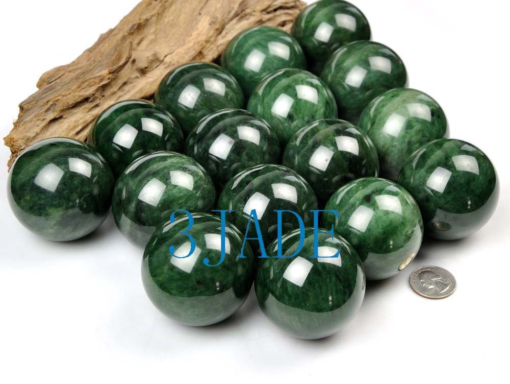 Natural Green Nephrite Jade Ball / Sphere
