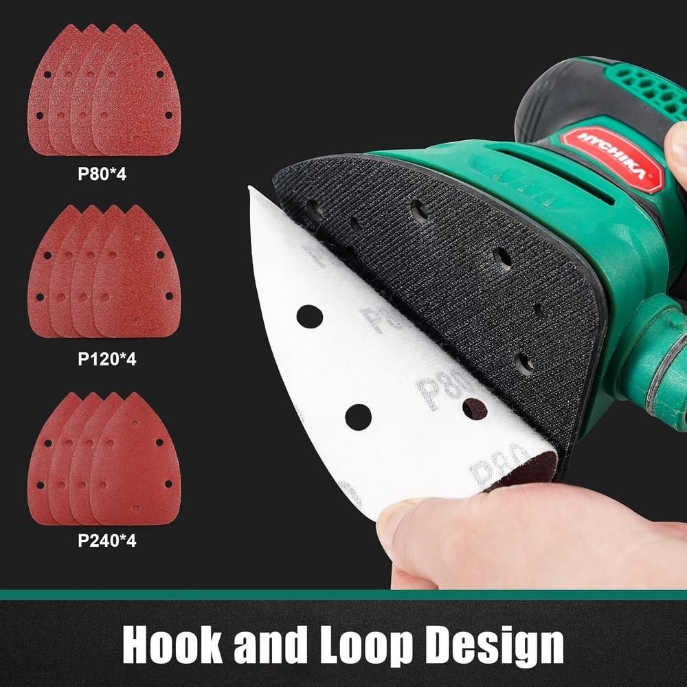 Orbital Sander 3.8Amp 450W, HYCHIKA 6 Variable Speeds Double Handle Palm Random