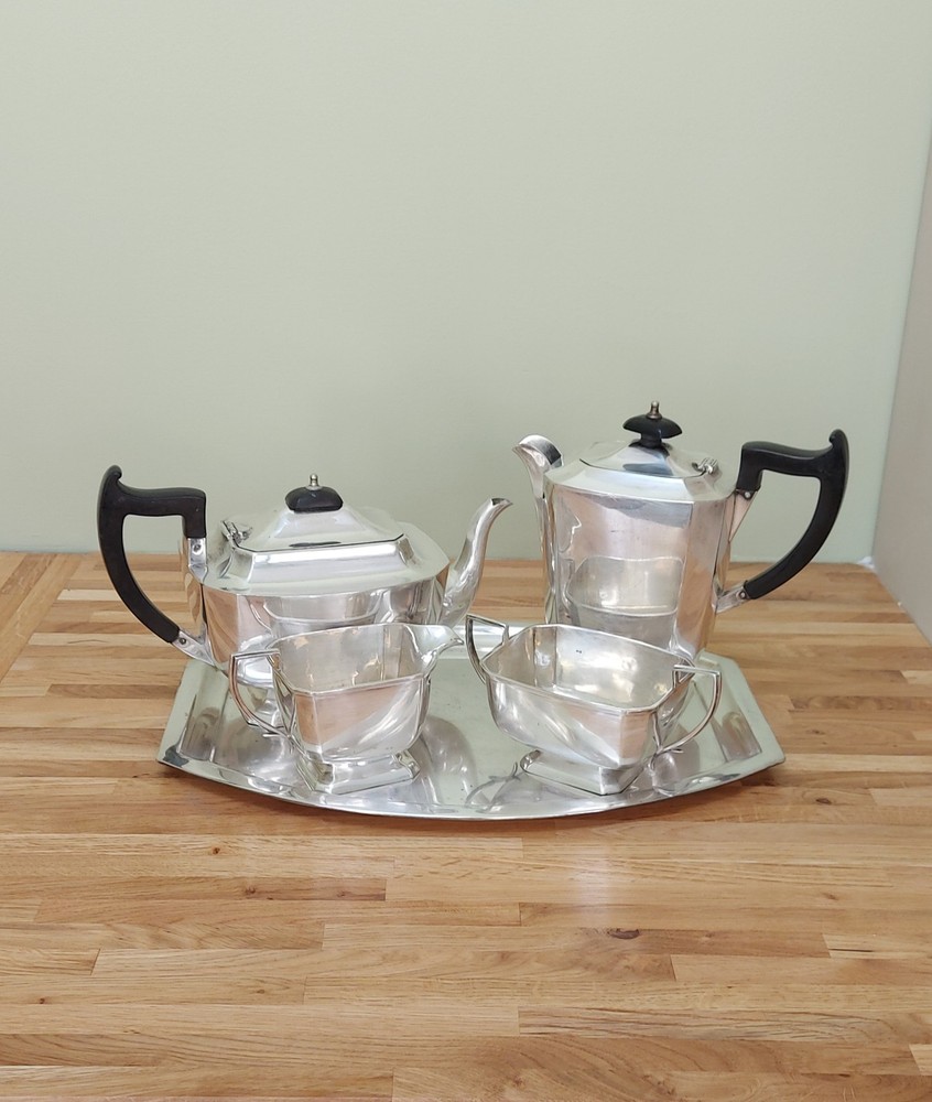 Vintage 5-Piece Silver Plate Tea Set Marked ALD