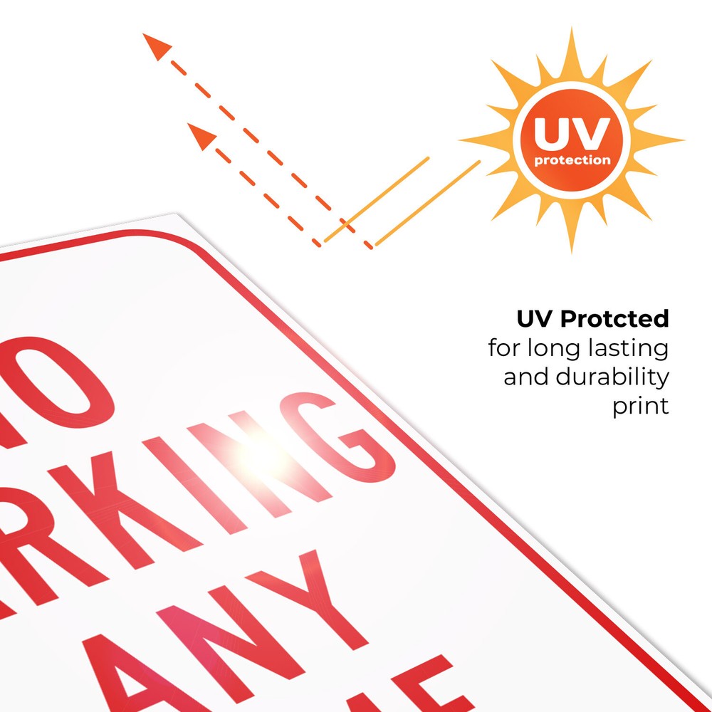 Any Time No Parking Red Sign,