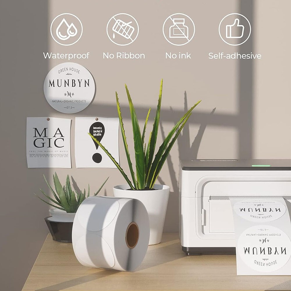 2" Circle Code Dot Sticker Self-Adhesive Round Direct Thermal Labels 750/Roll