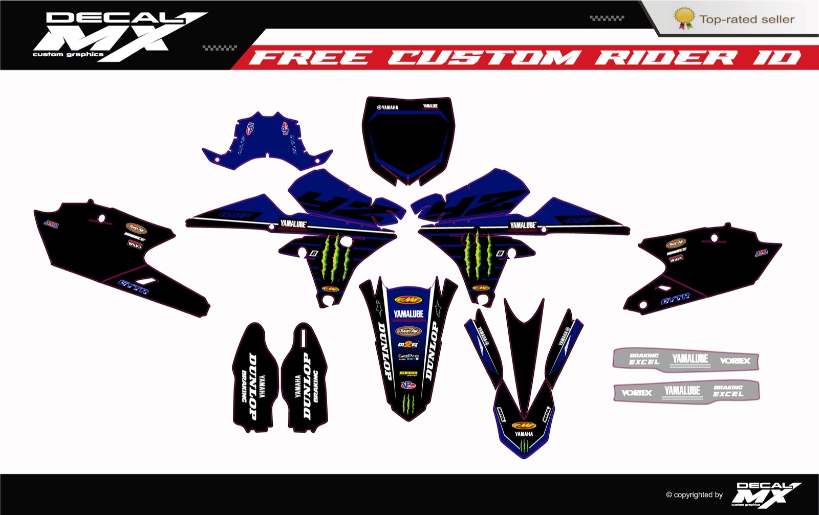 FITS YAMAHA YZ250F (2014-2018) YZ450F (2014-2017) graphic kit decals stickers