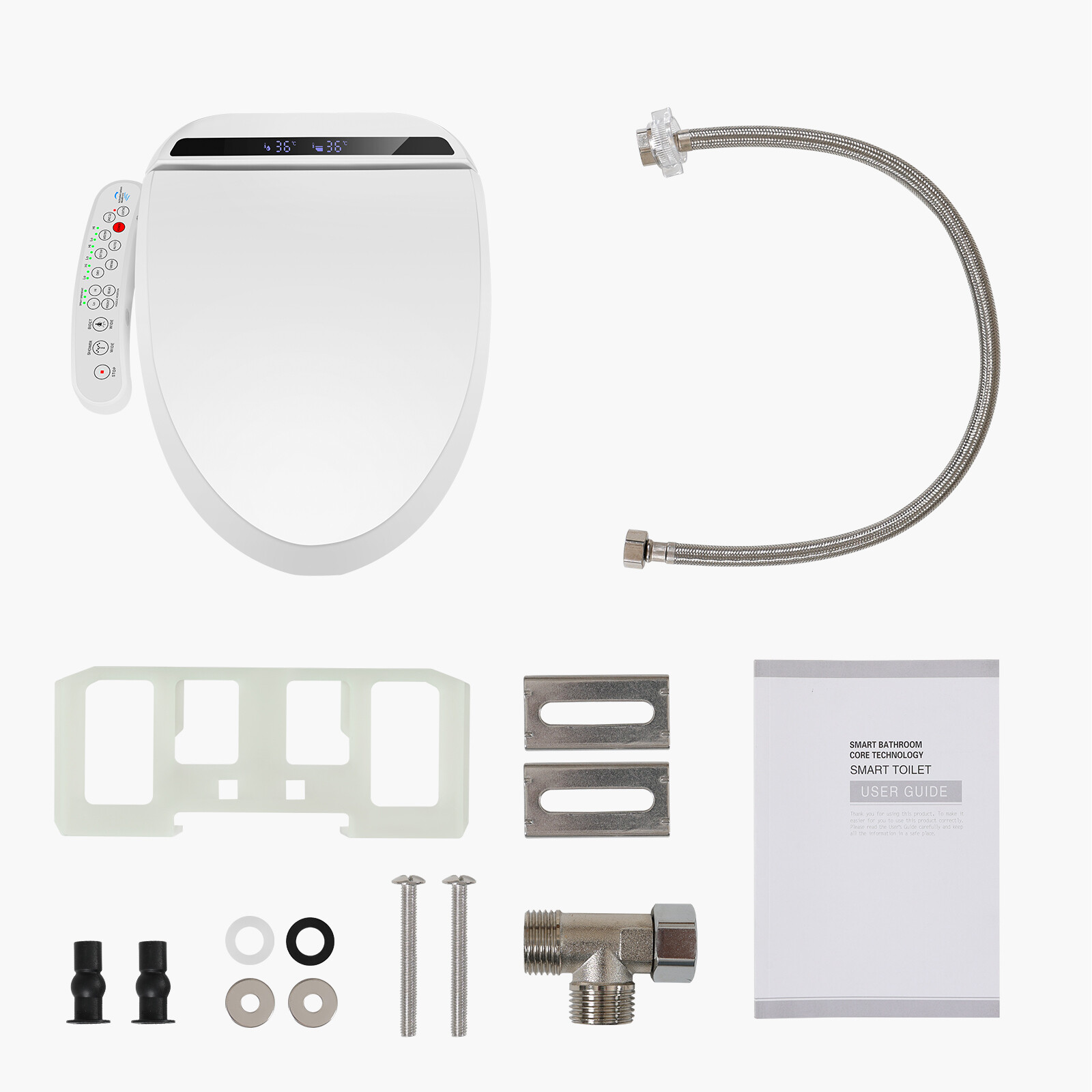 Smart Toilet Seat Electric Bidet Elongated Auto Deodorization Heated Nightlight