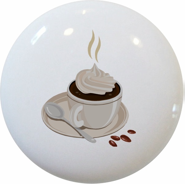 Coffee LATTE Cafe Cabinet DRAWER KNOB Ceramic