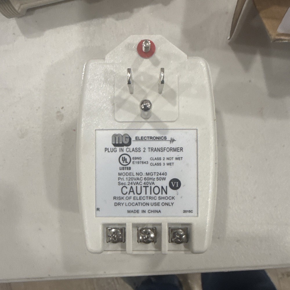 MG Electronics 24VAC Plug In Class 2 Transformer - Model #MGT2440