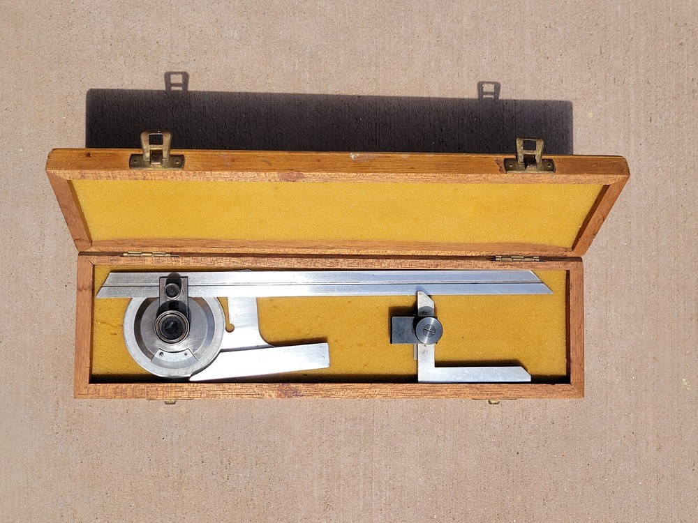 Helios Precision Universal Protractor Vintage Germany with Wood Case