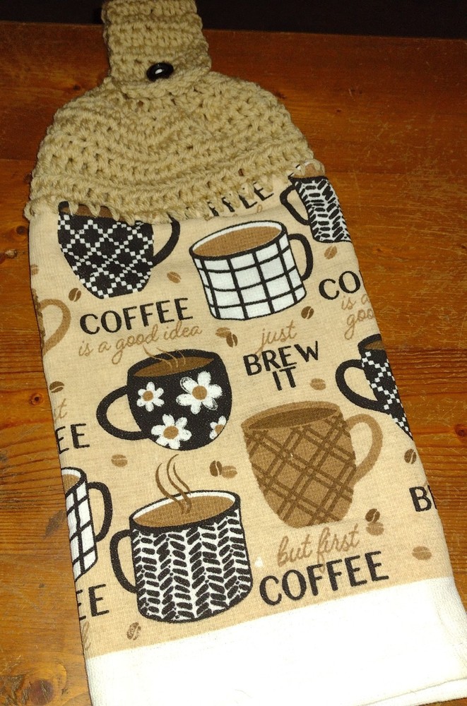 Crochet Top "Coffee" Full Hanging Kitchen Dish Towel