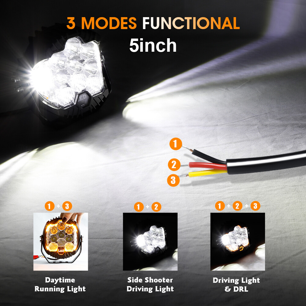 4/5/7inch Car LED Work Light Pods Spot Flood Combo Offroad SUV Driving Fog Lamp