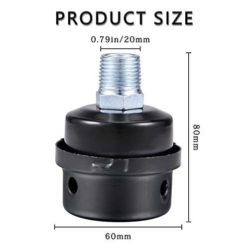 1/2" Thread Male Thread Diameter 20mm Air Compressor Silencer Filter, 1pcs 1/2"