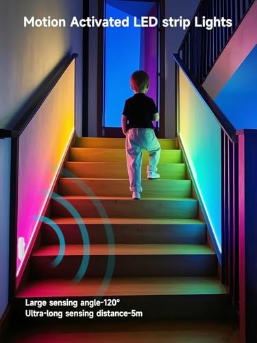 Motion Activated LED Light Strip Motion Sensor LED Light 16.4FT Multicolor