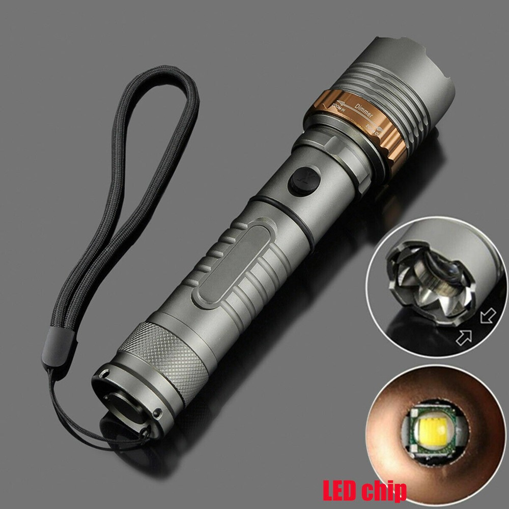 2pcs Super Bright 22000000LM LED Flashlight High Powered Torch Rechargeable Lamp