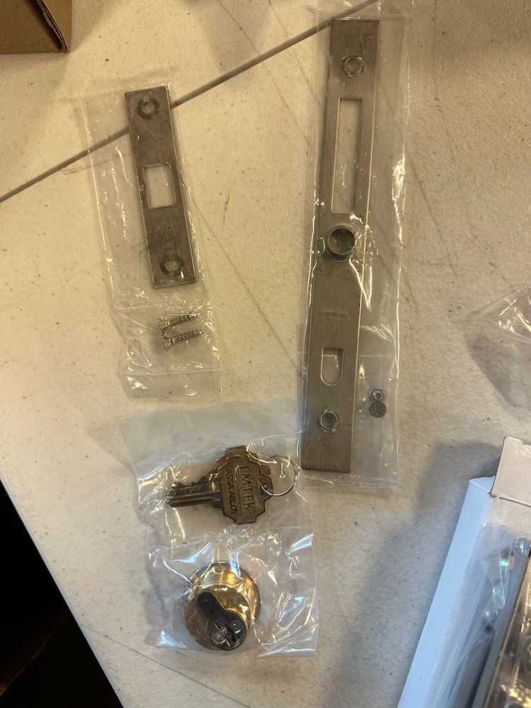 Emtek 2153-US26 Narrow Modern Rectangular Keyed Pocket Door Mortise Lock