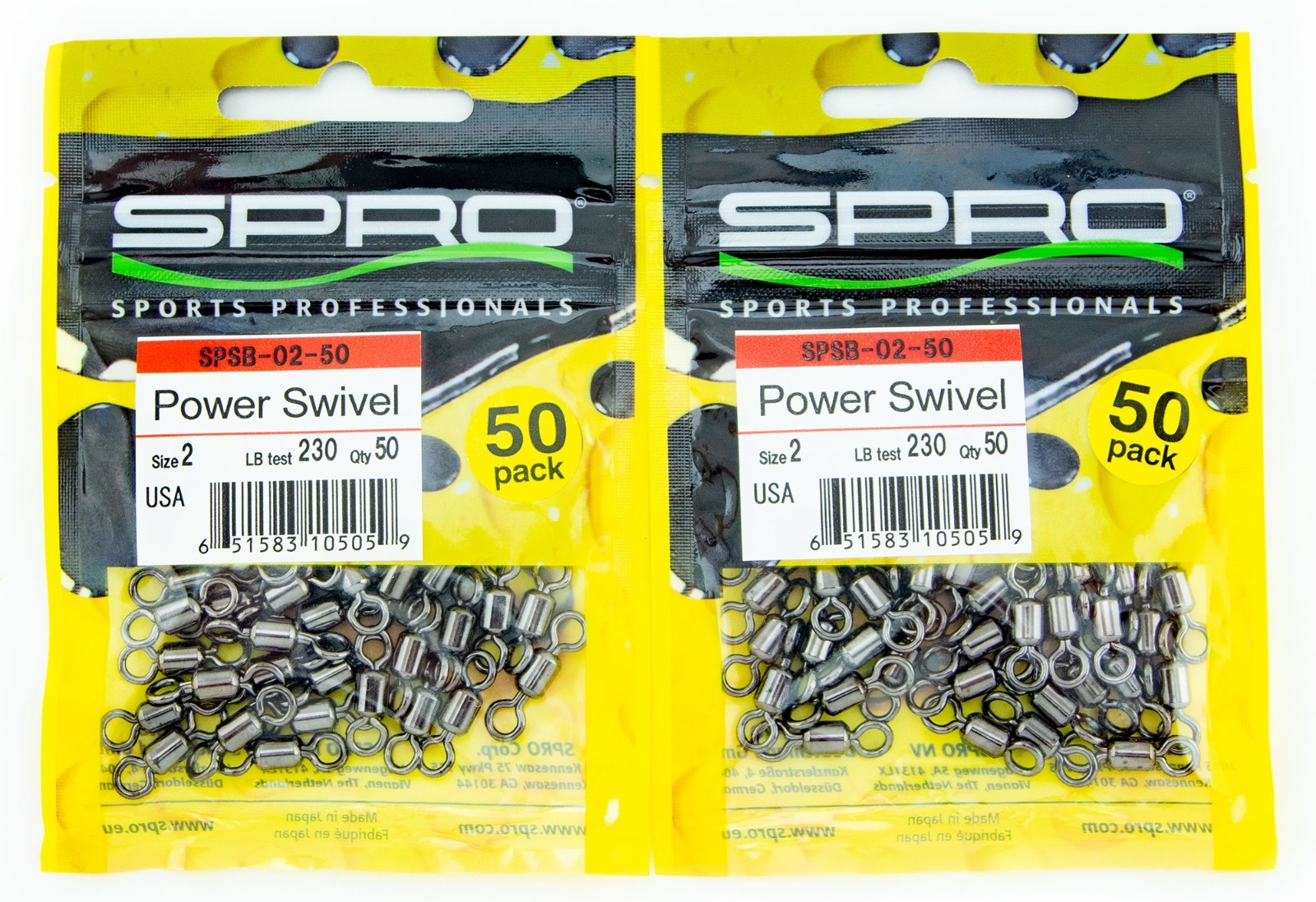 SPRO Power Swivels 230lb Test Size 2 Lot of (2) 50pks Stainless Steel & Brass