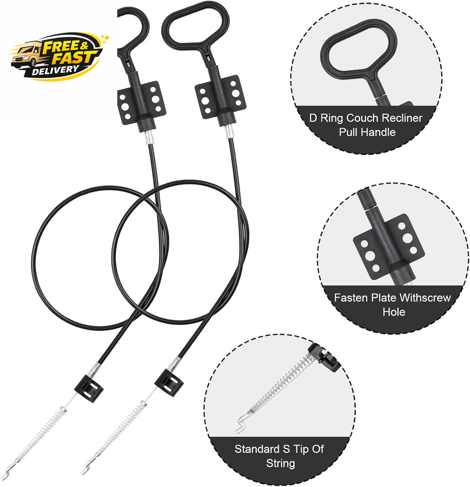Sofa Recliner Cables, 2PCS Release Cables Replacement D Ring Pull Handle,