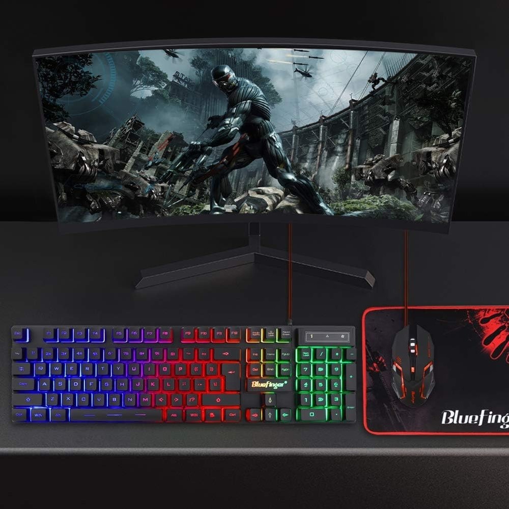Ergonomic RGB Gaming Keyboard with Backlit Mouse Combo - Ideal for Laptops & PCs