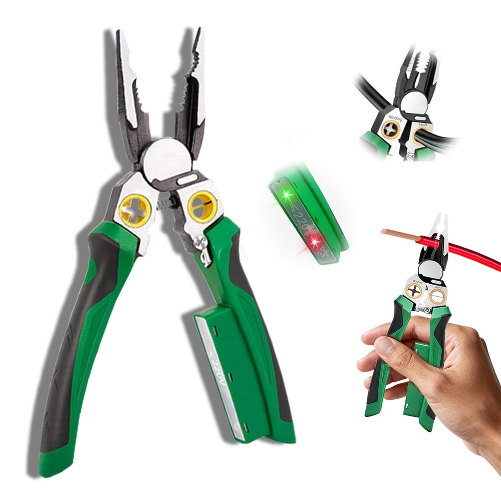 Chicat 8-in-1 Wire Stripper with Voltage Tester,Multi-function Electric Green