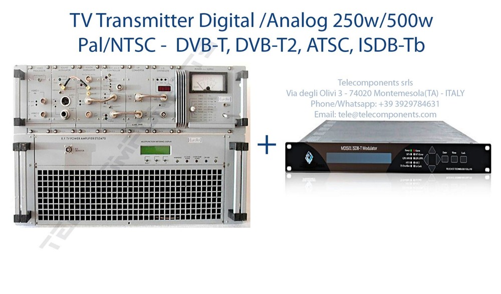 TV transmitter Digital/Analog 250W/500Watt Pal, NTSC, DVB-T, DVB-T2,ATSC,ISDB-Tb