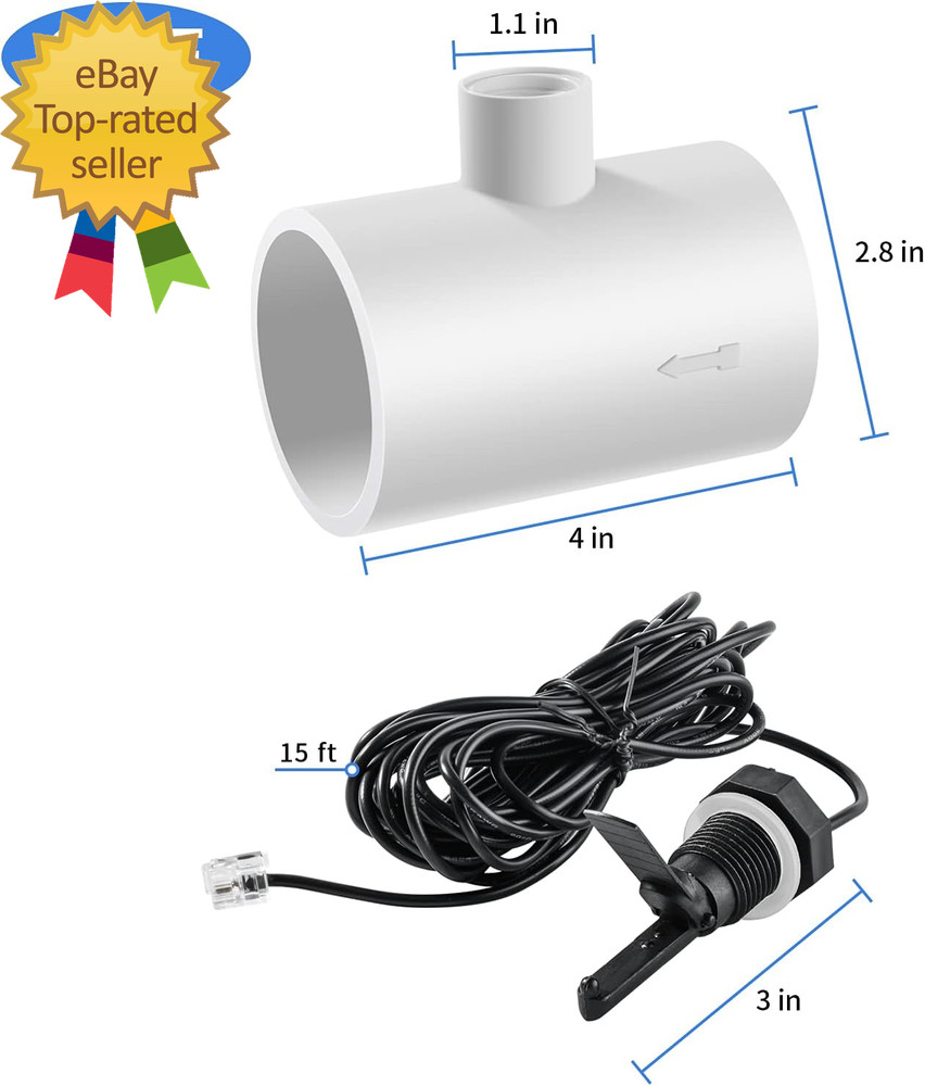 Flow Switch Flow Sensor with Tee for Hayward Salt System Compatible with Hayward