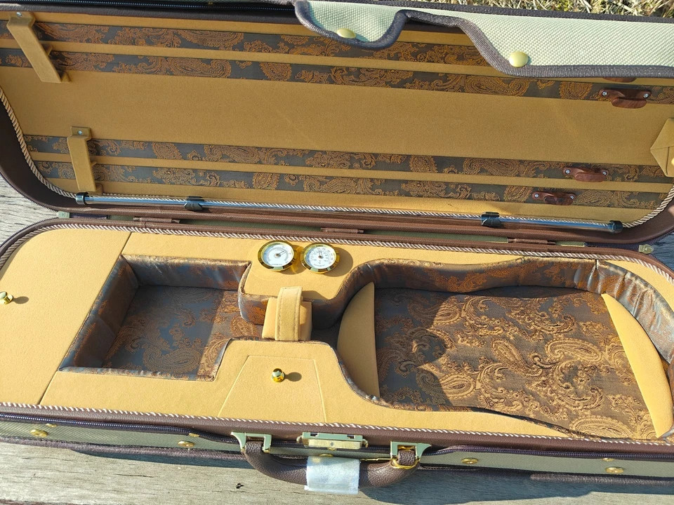 Premium Wooden 4/4 Violin Case with Handles &Backpack Strap & Four Bow Holders