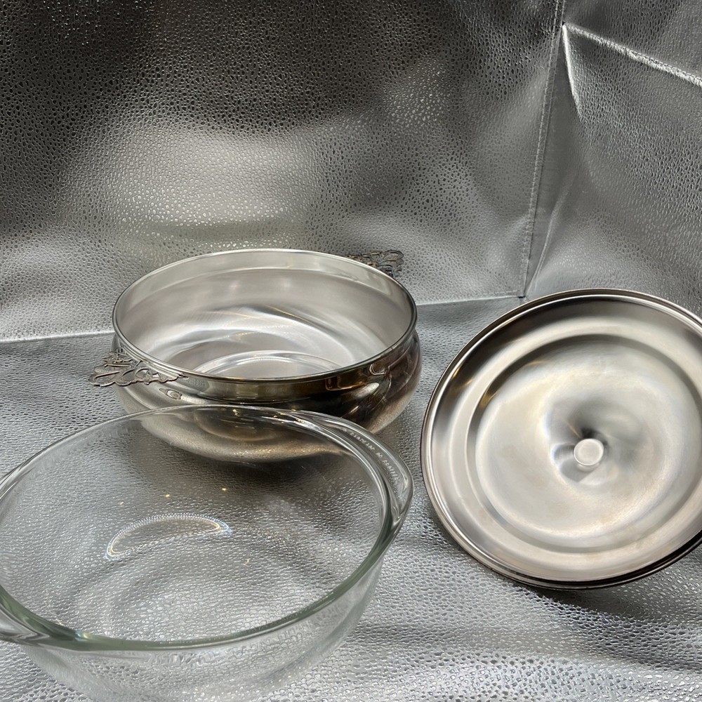 Vintage Reed & Barton Silver-Plated Covered Casserole with Pyrex Insert