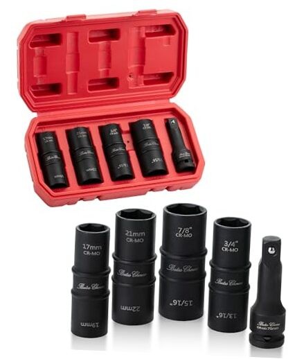 Bates- Lug Nut Impact Socket Set, 5 pcs, Lug Nut Socket Set 1/2 Drive, 21mm