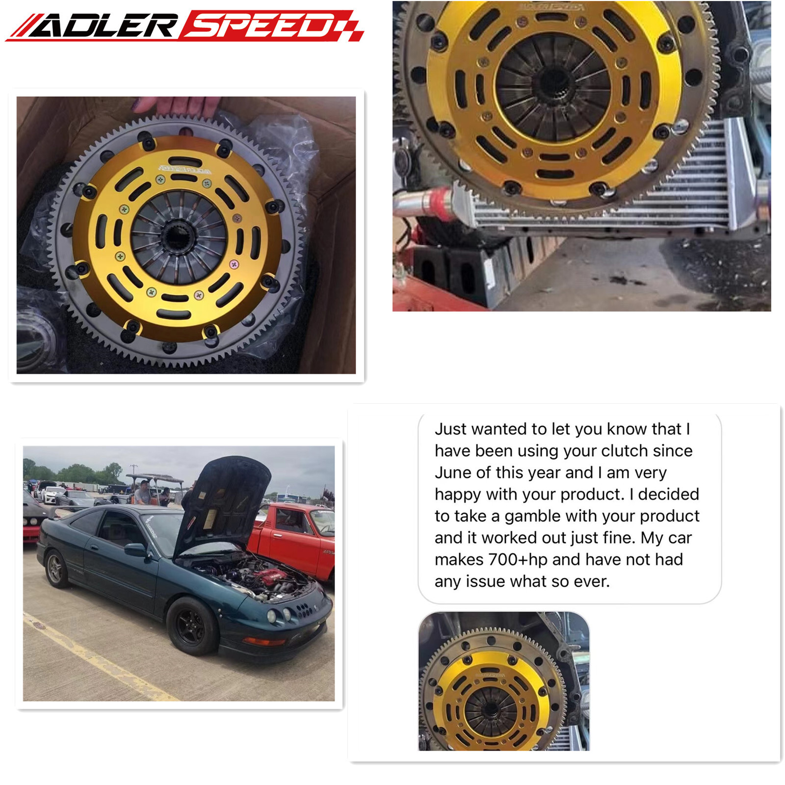 ADLERSPEED Twin Disc Clutch Kit For Honda Acura RSX K20 K24 w/ Medium Flywheel