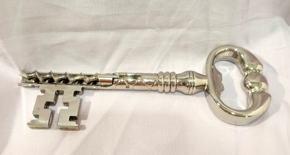 Bar Ware Set, Silver Plated from Neiman Marcus, Corkscrew & Double-Sided Jigger