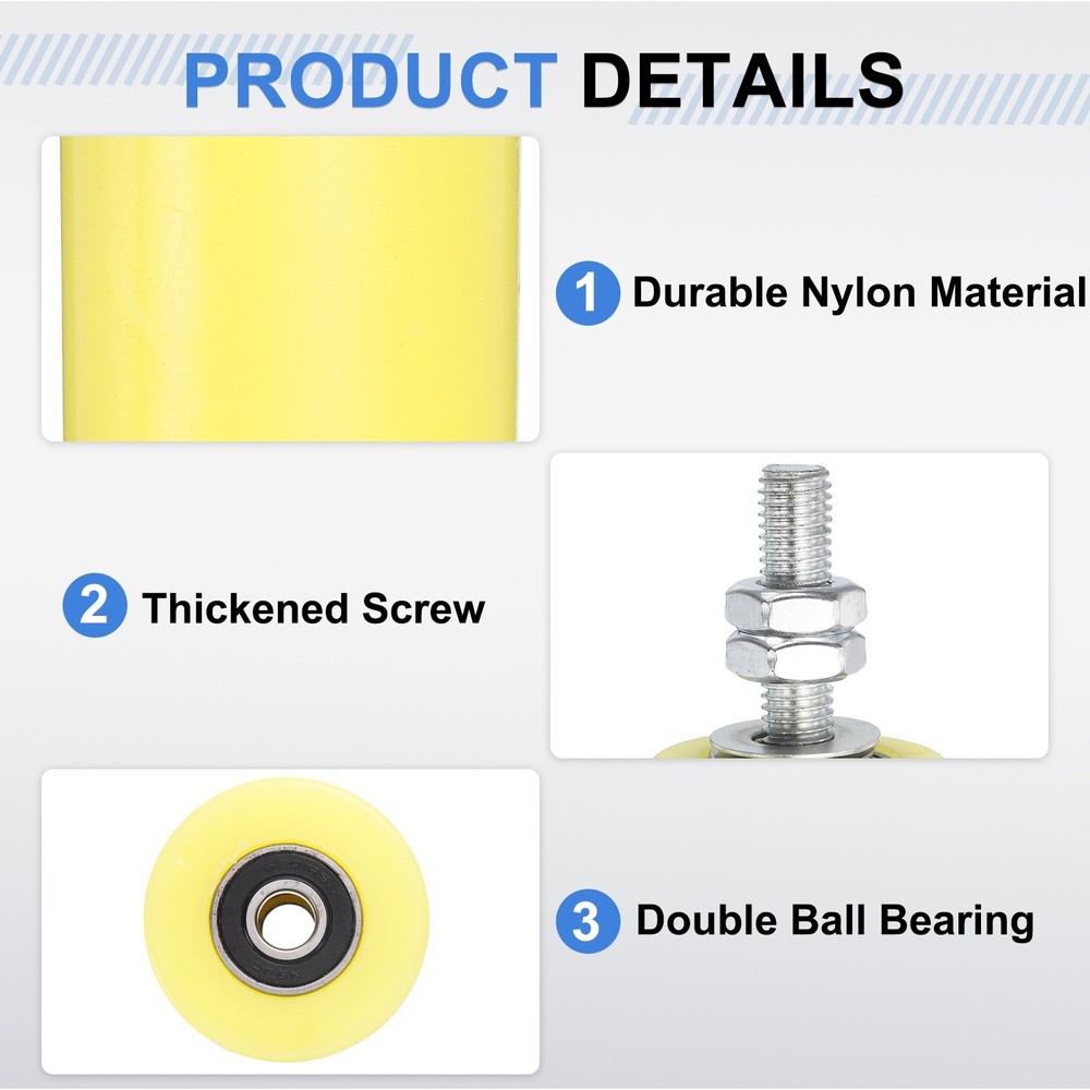 4Pcs Slide Gate Guide Roller, 2-3/8"x3-1/8" Nylon Sliding Gate Support, Yellow