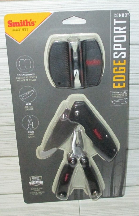 Smith's EdgeSport 3-Piece Combo Kit Folding Knife With Pliers & Sharpener