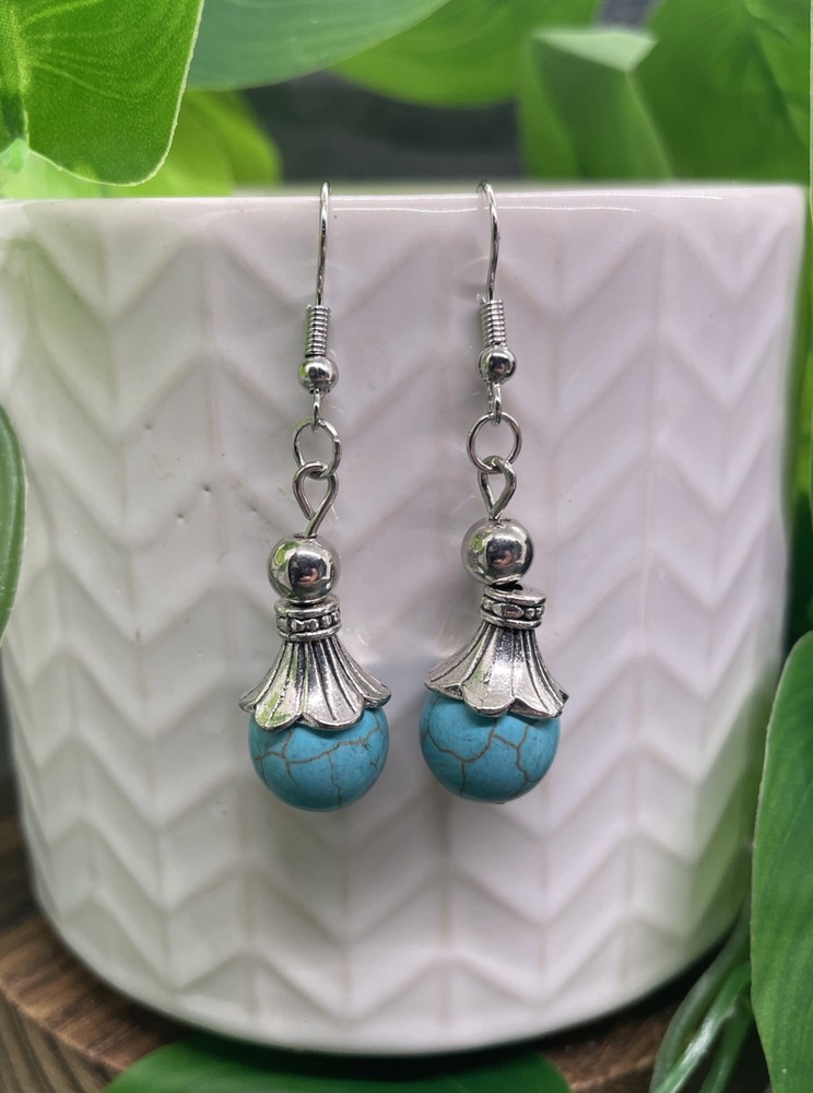 2” Silver-tone Turquoise Boho Drop Dangle Earring Set  New Free Ship B7761