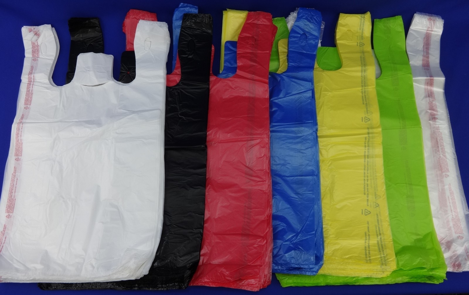 Plastic T-Shirt Retail / Grocery Shopping Bags w/ Handles 11.5" x 6" x 21"