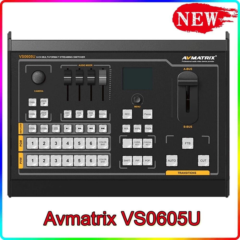 AVMATRIX VS0605U 6-Ch Multi-Format Streaming Switcher USB Capture for Streaming