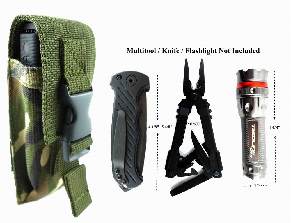 1 Army Camo Nylon Pouch For Gerber 600 Multi Tool,5" Folding Knife Or Flashlight