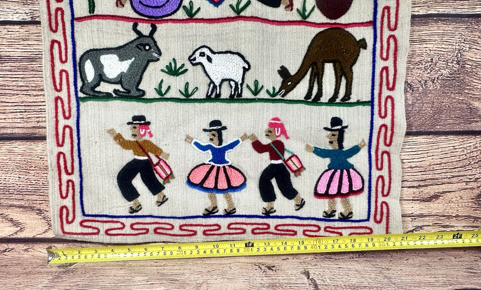 Vintage Peruvian Alpaca Handmade Hanging Tapestry Textile Embroidery Nativity